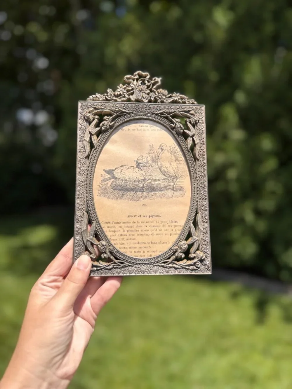 Antique French Engraving “Petit à Petit” in Ornate Silver Frame | Early 1900s